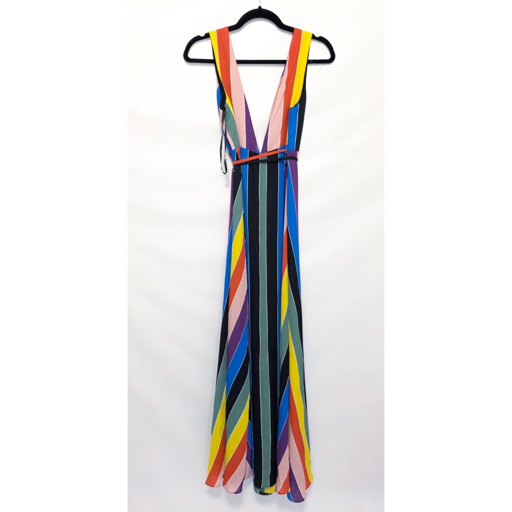 Bloomingdales Aqua Rainbow Striped Maxi Dress - Picture 3 of 6